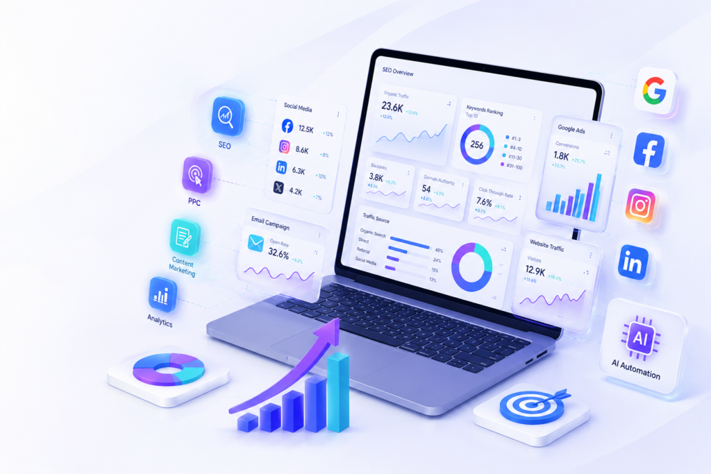 Professional Digital Marketing Services by SurajBoost for business growth, SEO, PPC, social media marketing, and lead generation.